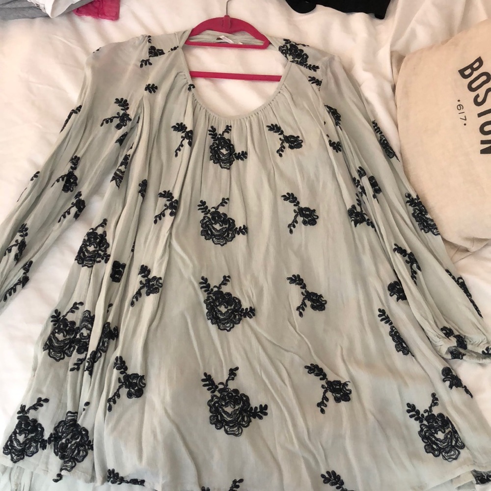 Free People Long Sleeve mint shift dress